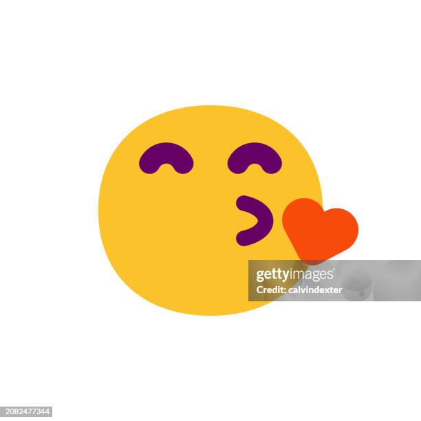 emoticon cute and colorful - blowing a kiss stock illustrations