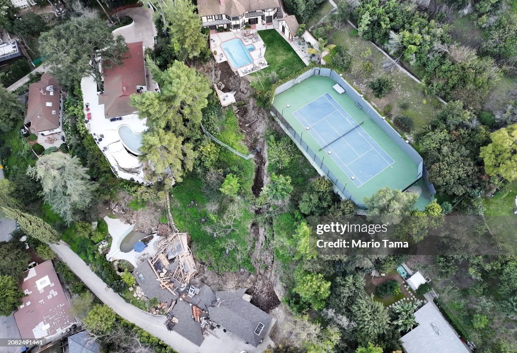 Landslide Destroys Home In Sherman Oaks, California