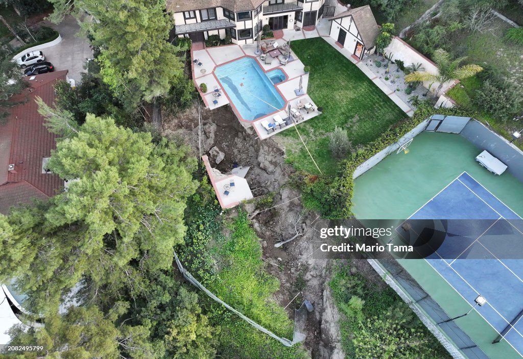Landslide Destroys Home In Sherman Oaks, California