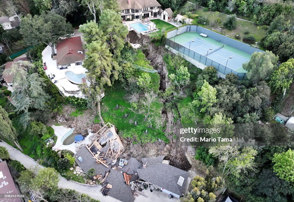 Landslide Destroys Home In Sherman Oaks, California