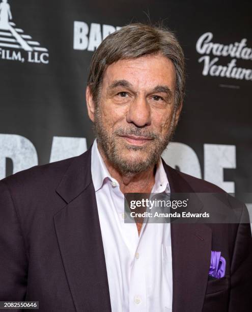 Actor and singer Robert Davi attends the Los Angeles Premiere of "Bardejov" at Harmony Gold on March 13, 2024 in Los Angeles, California.