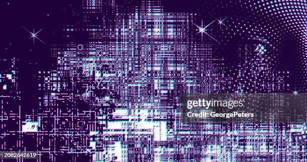 artificial intelligence with glitch technique - lcd screen texture stock illustrations