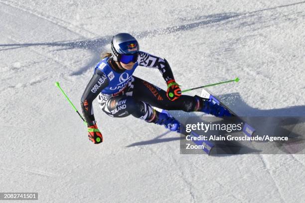 Alice Robinson of Team New Zealand in action during the Audi FIS Alpine Ski World Cup Finals Women's Giant Slalom on March 17, 2024 in Saalbach...