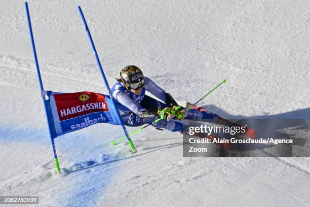 Federica Brignone of Team Italy in action during the Audi FIS Alpine Ski World Cup Finals Women's Giant Slalom on March 17, 2024 in Saalbach Austria.