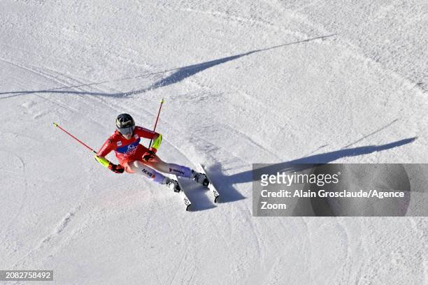 Lara Gut-behrami of Team Switzerland in action during the Audi FIS Alpine Ski World Cup Finals Women's Giant Slalom on March 17, 2024 in Saalbach...