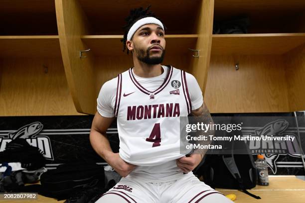 Giordan Williams of the Montana Grizzlies suits up before the Big Sky Conference championship game against the Montana State Bobcats at Idaho Central...