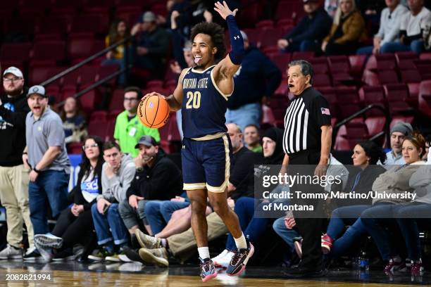 Robert Ford III of the Montana State Bobcats reacts at the end of the Big Sky Conference championship game against the Montana Grizzlies at Idaho...