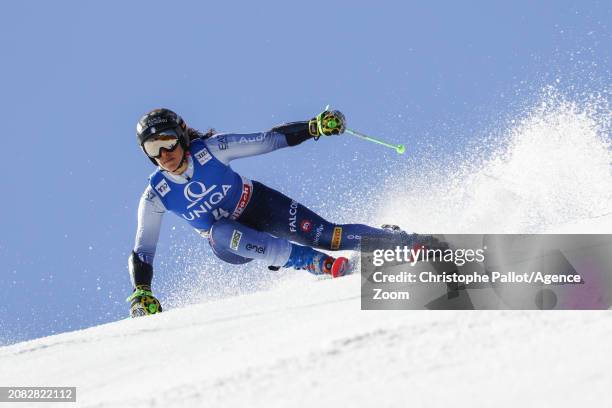 Federica Brignone of Team Italy in action during the Audi FIS Alpine Ski World Cup Finals Women's Giant Slalom on March 17, 2024 in Saalbach Austria.