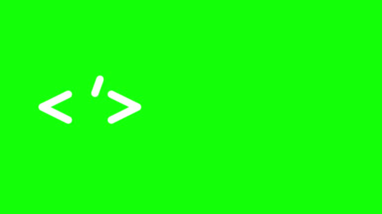 White program code sign isolated on the green background. Tag ...