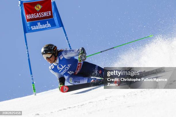 Federica Brignone of Team Italy in action during the Audi FIS Alpine Ski World Cup Finals Women's Giant Slalom on March 17, 2024 in Saalbach Austria.