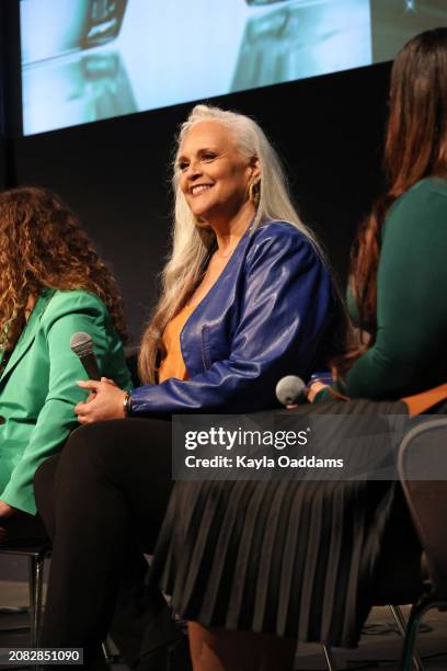 Jayne Kennedy speaks at the 55th NAACP Image Awards Entertainment Symposium at Museum Of Tolerance on March 13, 2024 in Los Angeles, California.