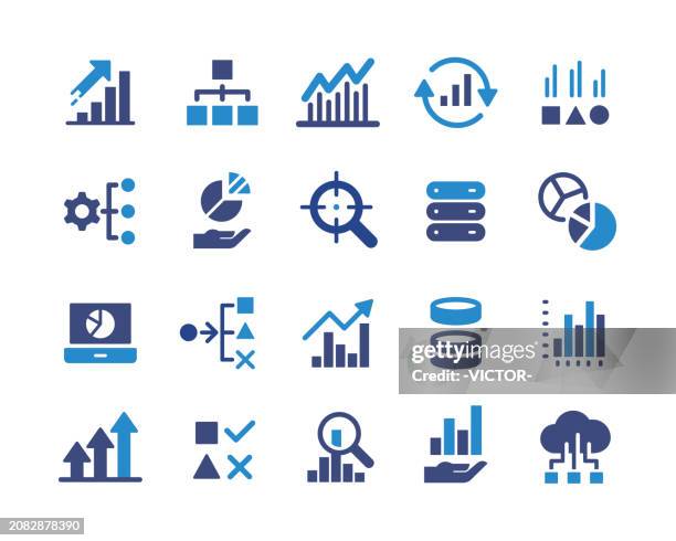 stockillustraties, clipart, cartoons en iconen met data analytics icons - classic graphic series - gegevens