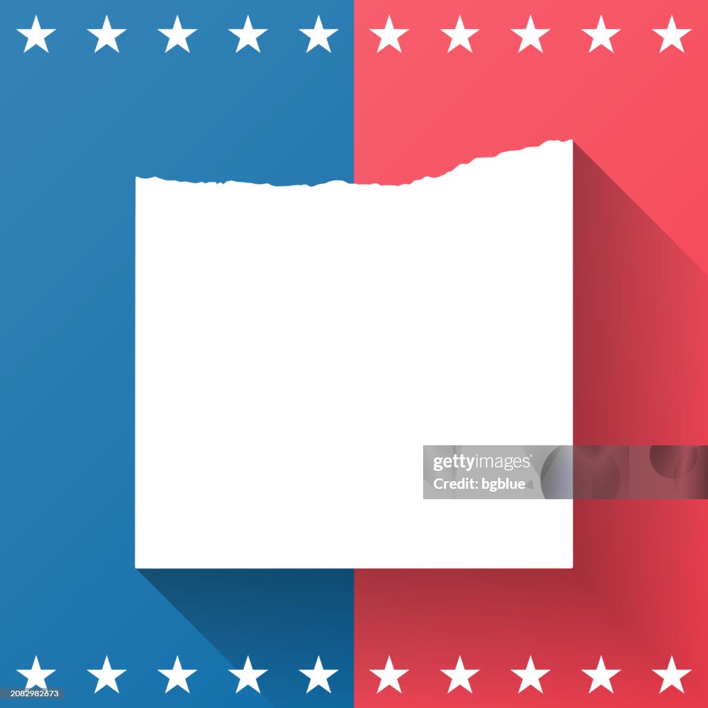 Kearney County, Nebraska. Map on blue and red background