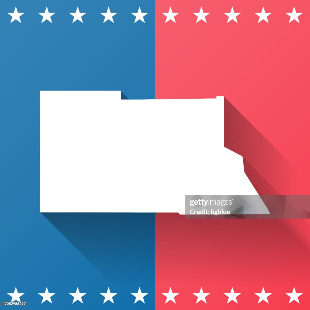 Archuleta County, Colorado. Map on blue and red background