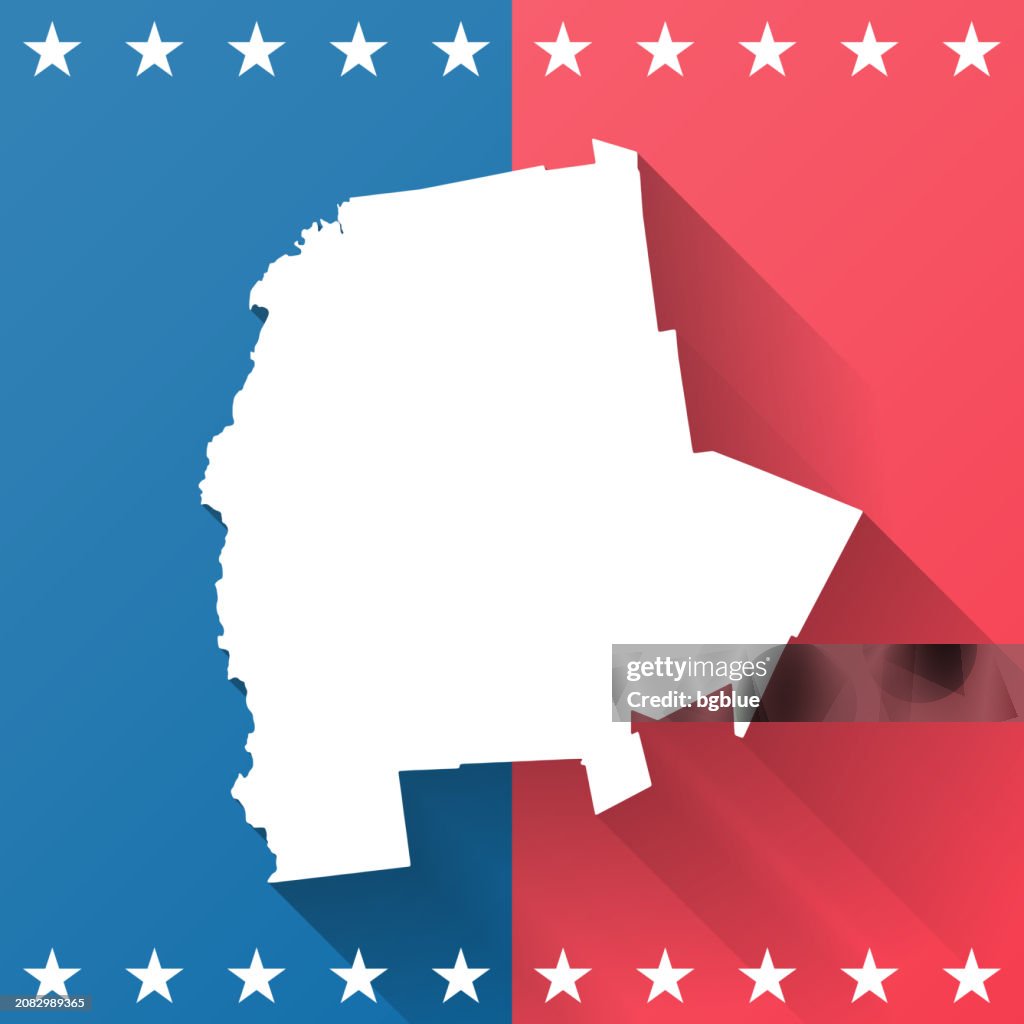 Addison County, Vermont. Map on blue and red background