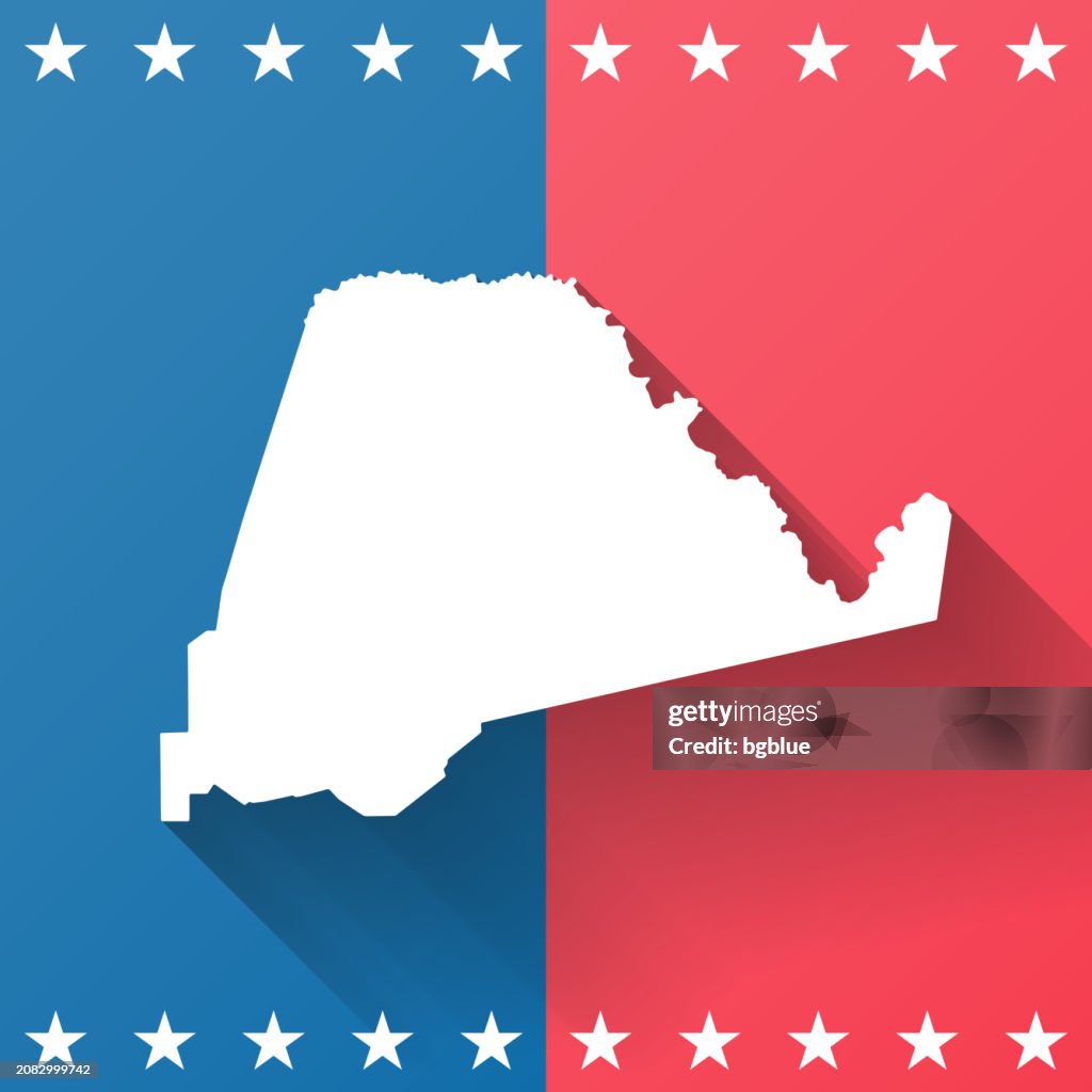 Ascension Parish, Louisiana. Map on blue and red background