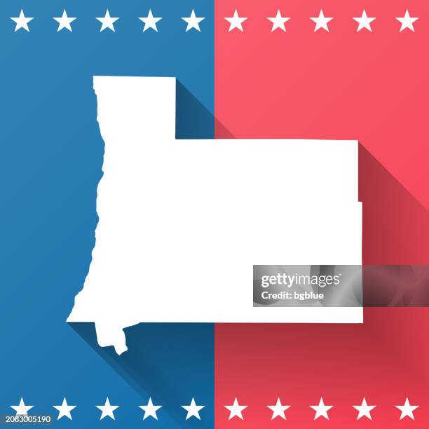 antrim county, michigan. map on blue and red background - uk map vector counties stock illustrations