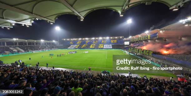 General view of Ludwigsparkstadion ahead of the DFB cup quarterfinal match between 1. FC Saarbrücken and Borussia Mönchengladbach at...