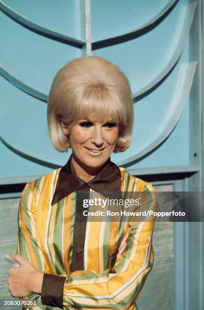 English singer Dusty Springfield appears on the set of a pop music television show in London circa 1965.