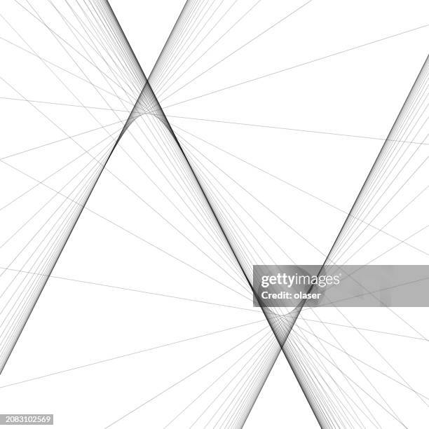 monochrome geometrische linien, die sich auf weißem hintergrund kreuzen. - gyrus stock-grafiken, -clipart, -cartoons und -symbole