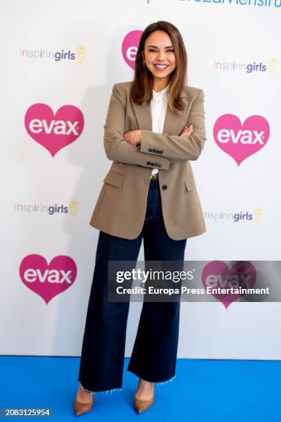 Chenoa during the presentation of the First Study on School Absenteeism due to Menstrual Poverty in Spain, on March 14 in Madrid, Spain.