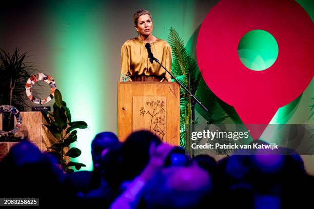 Queen Máxima attends the National Circular Economy Conference in De Vasim on March 14, 2024 in Nijmegen, Netherlands. The conference is organized by...