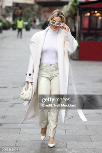 Ashley Roberts leaving Heart Breakfast Radio Studios on March 14, 2024 in London, England.