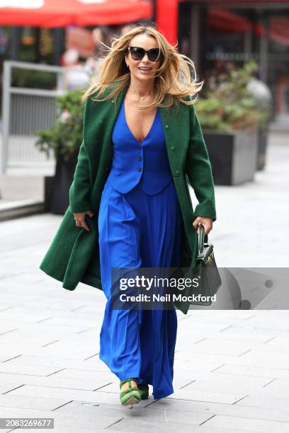 Amanda Holden leaving Heart Breakfast Radio Studios on March 14, 2024 in London, England.