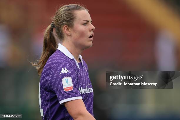 Emma Faerge of ACF Fiorentina looks on during the Women's Coppa Italia semi final 2nd leg match between Juventus FC and ACF Fiorentina at Stadio...