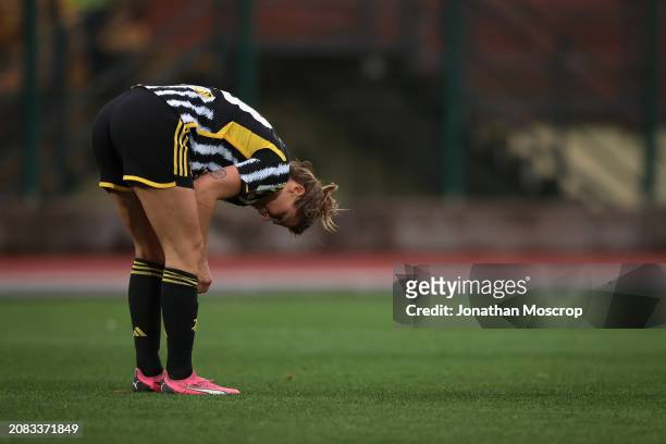 Cristiana Girelli of Juventus reacts after losing the Women's Coppa Italia semi final 2nd leg match between Juventus FC and ACF Fiorentina at Stadio...