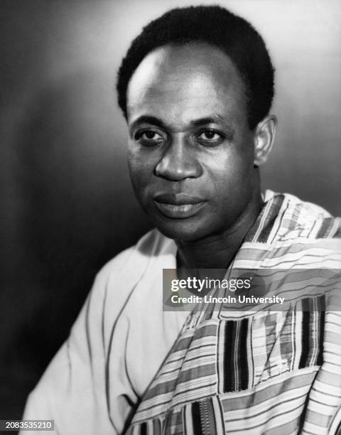 Portrait of Dr. Kwame Nkrumah, Ghanaian politician, political theorist, and revolutionary. He served as Prime Minister of the Gold Coast from 1952...