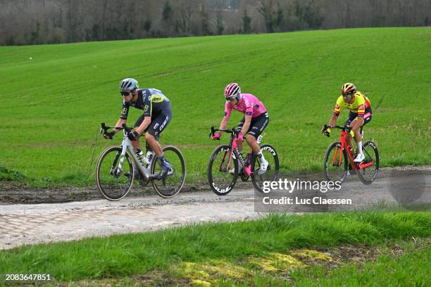 Jannik Steimle of Germany and Q36.5 Pro Cycling Team, Maxime Jarnet of France and Team Van Rysel - Roubaix and Ceriel Desal of Belgium and Team...
