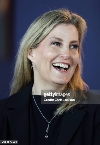 Sophie, Duchess of Edinburgh smiles as she attends the All England Open Badminton Championships with Prince Edward, Duke of Edinburgh on March 14,...