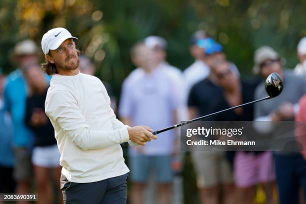 Tommy Fleetwood of England plays a shot on the 15th hole during the first round of THE PLAYERS Championship on the Stadium Course at TPC Sawgrass on...