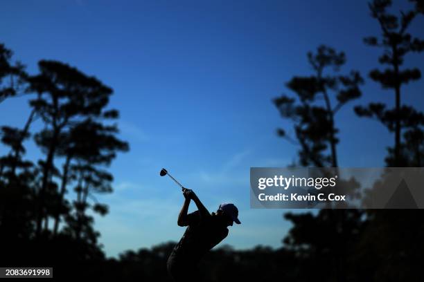 Emiliano Grillo of Argentina plays his shot from the fourth tee during the first round of THE PLAYERS Championship on the Stadium Course at TPC...