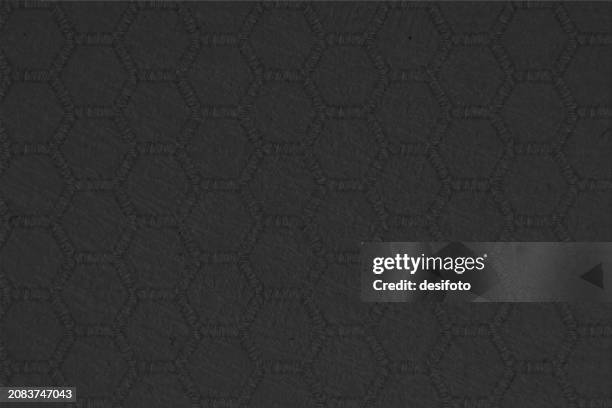 empty blank rustic retro style dark black colored grunge textured scratched horizontal monochrome vector background with repeated connected hexagon shapes repeating pattern allover making a grid network connection - modular system stock illustrations