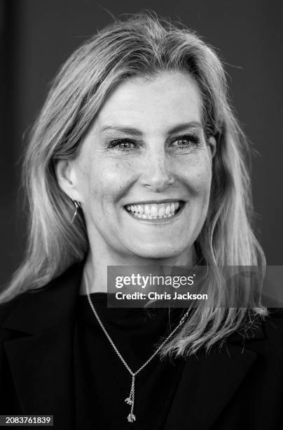 Sophie, Duchess of Edinburgh smiles as she attends the All England Open Badminton Championships with Prince Edward, Duke of Edinburgh on March 14,...