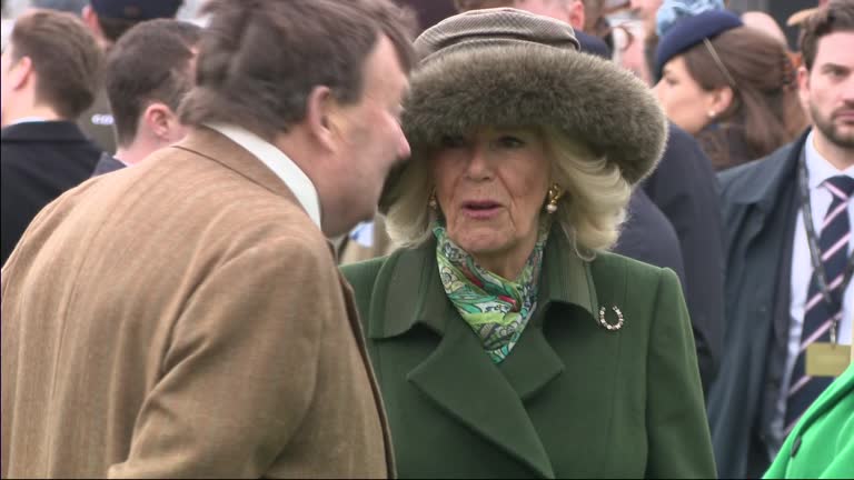 GBR: Queen Camilla, The Princess Royal and Zara Tindall Attend Cheltenham Festival 2024