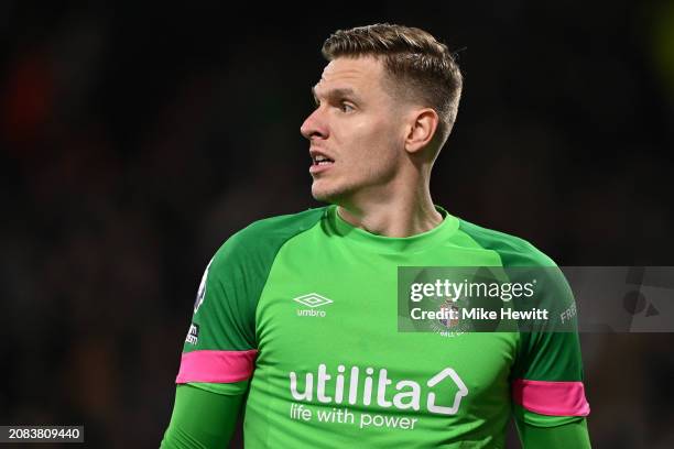 Thomas Kaminski of Luton Town looks on during the Premier League match between AFC Bournemouth and Luton Town at Vitality Stadium on March 13, 2024...