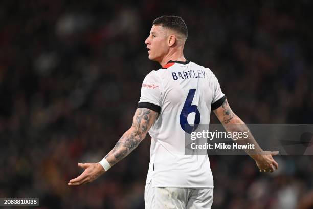 Ross Barkley of Luton Town gestures during the Premier League match between AFC Bournemouth and Luton Town at Vitality Stadium on March 13, 2024 in...