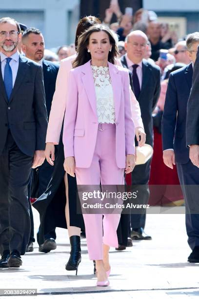 Queen Letizia of Spain visits the Gandia town hall after attending the delivery of "Investigation National Awards" 2023 at the Palacio Ducal de los...