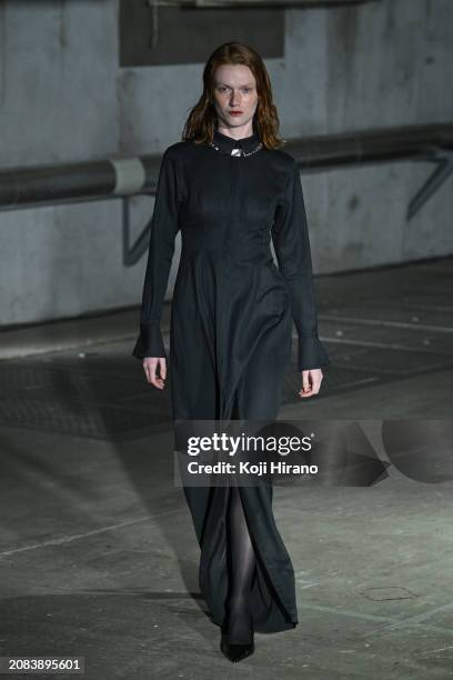 Model walks the runway in a design by AKIKOAOKI during the Rakuten Fashion Week TOKYO 2024 A/W on March 14, 2024 in Tokyo, Japan.