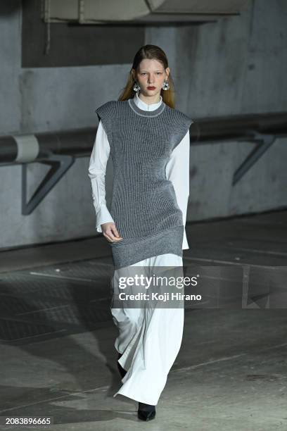 Model walks the runway in a design by AKIKOAOKI during the Rakuten Fashion Week TOKYO 2024 A/W on March 14, 2024 in Tokyo, Japan.