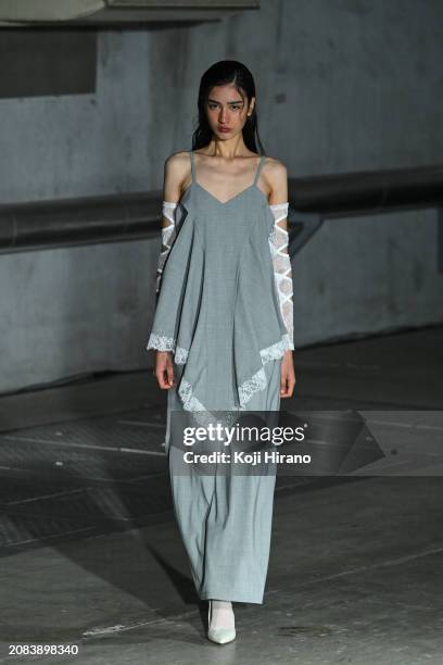 Model walks the runway in a design by AKIKOAOKI during the Rakuten Fashion Week TOKYO 2024 A/W on March 14, 2024 in Tokyo, Japan.