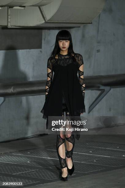 Model walks the runway in a design by AKIKOAOKI during the Rakuten Fashion Week TOKYO 2024 A/W on March 14, 2024 in Tokyo, Japan.