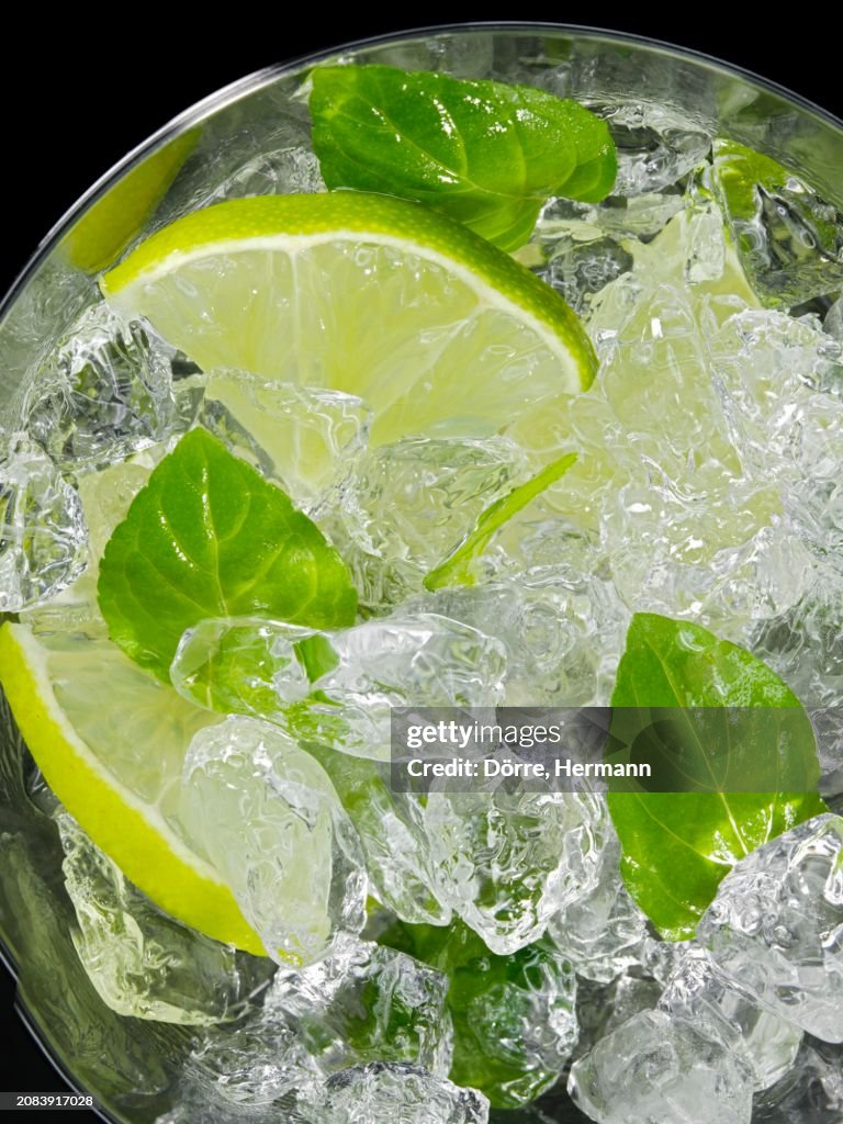 A glass of Mojito (top view)