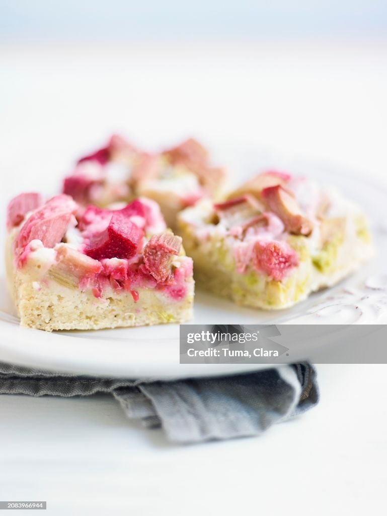 Rhubarb tray bake cake
