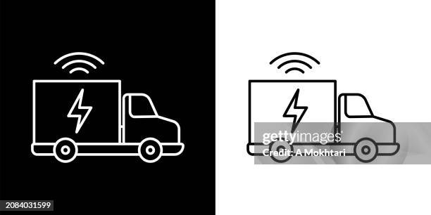 connected truck icon. - self driving truck stock illustrations