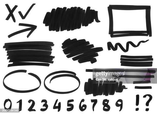 schwarze filz-marker-striche - isolated colour stock-grafiken, -clipart, -cartoons und -symbole