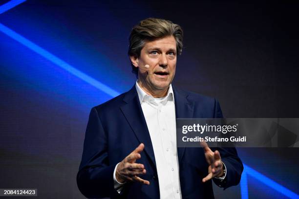 Gerrit Marx, chief executive officer of Iveco Group NV speaks during the IVECO Capital Markets Day Conference on March 14, 2024 in Turin, Italy.